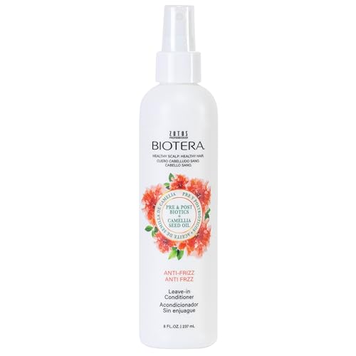 Biotera Anti-Frizz Leave-In Conditioner for Frizzy, Unruly Hair - Smooths & Controls Frizz with Coconut & Camellia Seed Oil, Deep Hydration & Detangling, Color-Safe, Vegan, 8 Fl Oz
