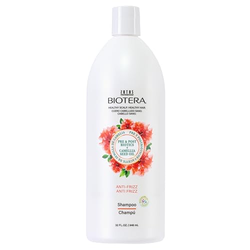 Biotera Anti-Frizz Smoothing Shampoo for Frizzy, Unruly Hair - Smooths & Controls Frizz with Coconut & Camellia Seed Oil, Enhances Shine & Softness, Color-Safe, Vegan, 32 Fl Oz