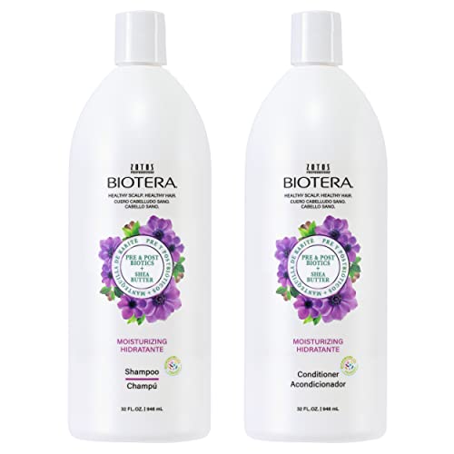 Biotera Moisturizing Shampoo & Conditioner Set for Dry, Fine Hair - Lightweight Hydration with Coconut & Shea Butter, Restores Moisture, Enhances Shine & Softness, Color-Safe, Vegan, 32 Fl Oz