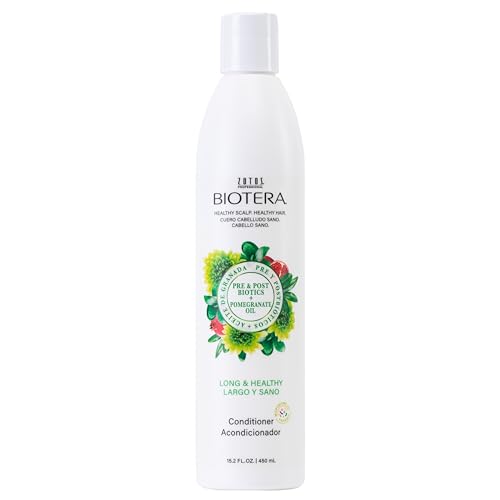 Biotera Strengthening Conditioner for Long, Growing Hair - Strengthens & Reduces Breakage with Coconut & Pomegranate Oil, Enhances Shine & Softness, Color-Safe, Vegan, 15.2 Fl Oz