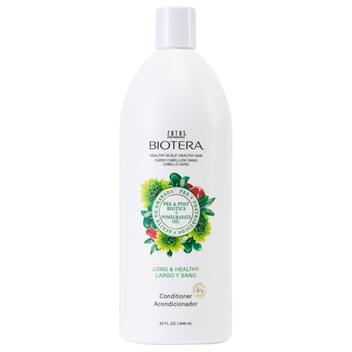 Biotera Strengthening Conditioner for Long, Growing Hair - Strengthens & Reduces Breakage with Coconut & Pomegranate Oil, Enhances Shine & Softness, Color-Safe, Vegan, 32 Fl Oz