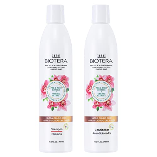 Biotera Ultra Color Care Shampoo & Conditioner Set for Vivid Color-Treated Hair - Protects & Extends Vibrancy with Coconut & Orchid Extract, Enhances Shine & Softness, Sulfate-Free, 15.2 Fl Oz