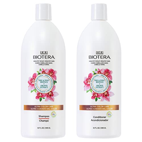 Biotera Ultra Color Care Shampoo & Conditioner Set for Vivid Color-Treated Hair - Protects & Extends Vibrancy with Coconut & Orchid Extract, Enhances Shine & Softness, Sulfate-Free, 32 Fl Oz