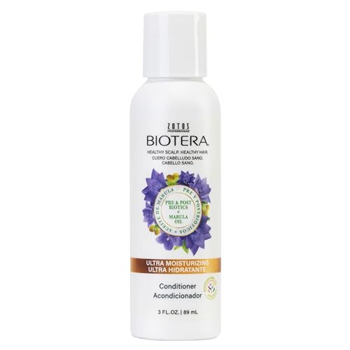 Biotera Ultra Moisturizing Conditioner for Dry, Damaged Hair - Deep Hydration with Coconut & Marula Oil, Restores Moisture, Enhances Shine & Softness, Sulfate-Free, Color-Safe, Travel Size, 3 Fl Oz
