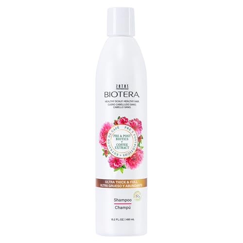 Biotera Ultra Thick & Full Volumizing Shampoo for Fine, Limp Hair - Adds Volume & Fullness with Coconut & Coffee Extract, Enhances Shine & Softness, Sulfate-Free, Color-Safe, Vegan, 15.2 Fl Oz
